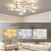 Modern ceiling light fixture in a living room setting with star design